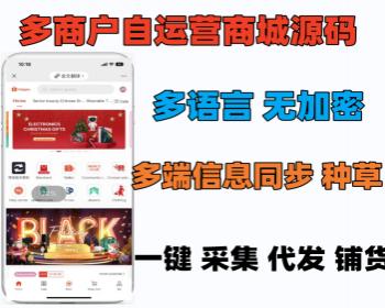 运营级多商户多语言商城系统源码支持一键铺货采集多语言外贸商城开源可定制支持PC小程